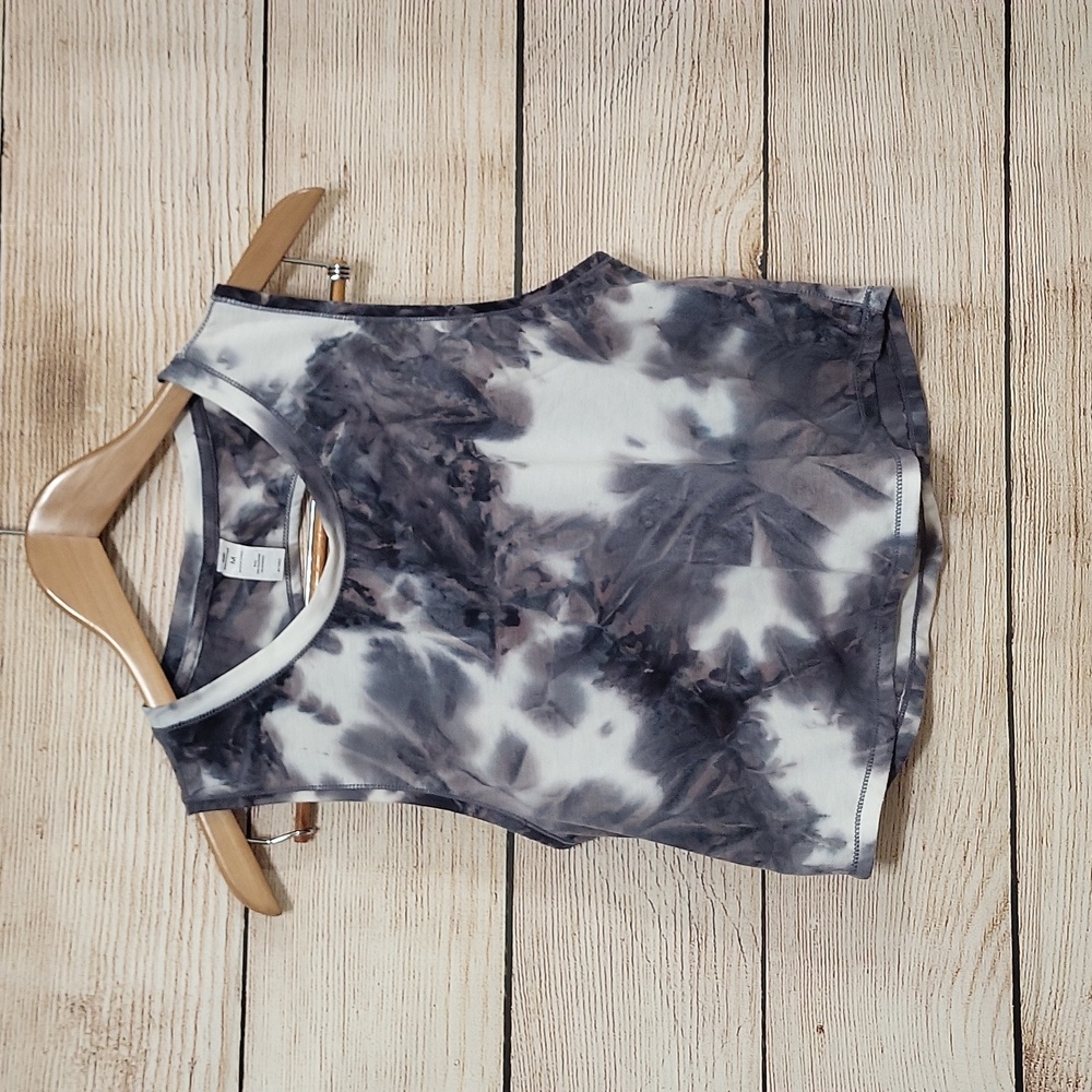 Women's Tie-Dye Crop Tank Top - Black & White